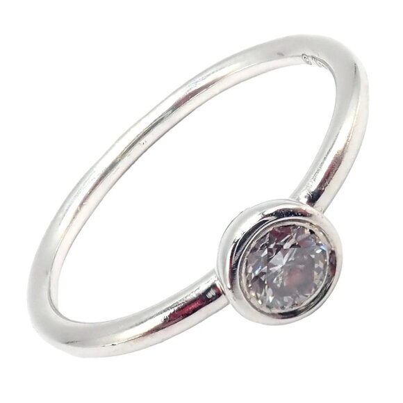 Tiffany & Co. Jewelry - Tiffany & Co Platinum 0.12ct Diamond Engagement Stacking Ring sz 5.75